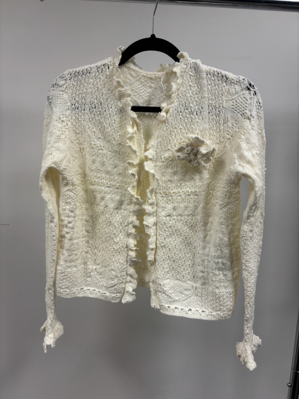 Ba&sh Women's Cream Crochet Open-Front Sweater Cardigan - originally $295